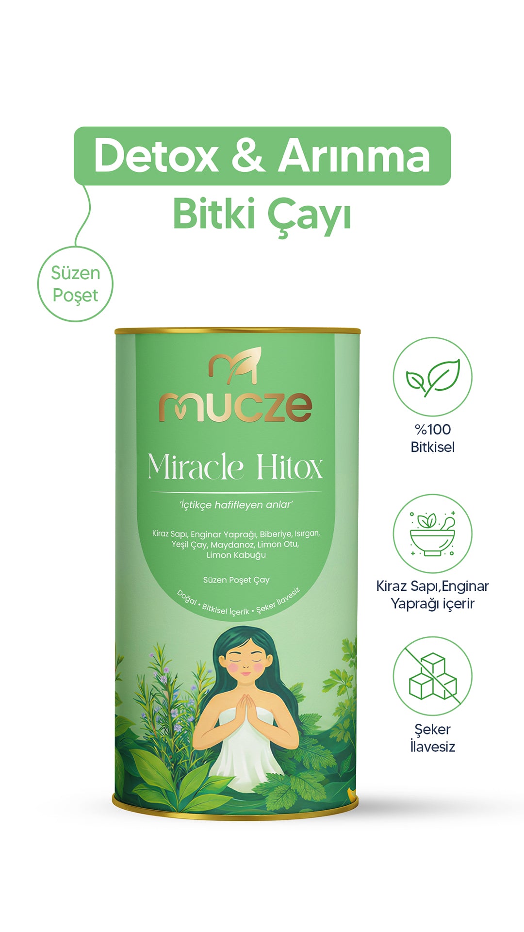 Bitkisel Detox Çayı – Enginar, Kiraz Sapı & Yeşil Çay İçerikli