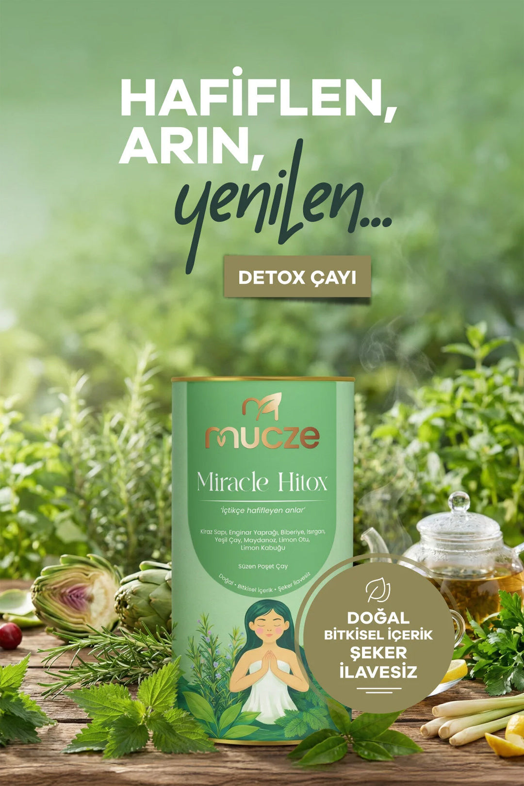 Bitkisel Detox Çayı – Enginar, Kiraz Sapı & Yeşil Çay İçerikli