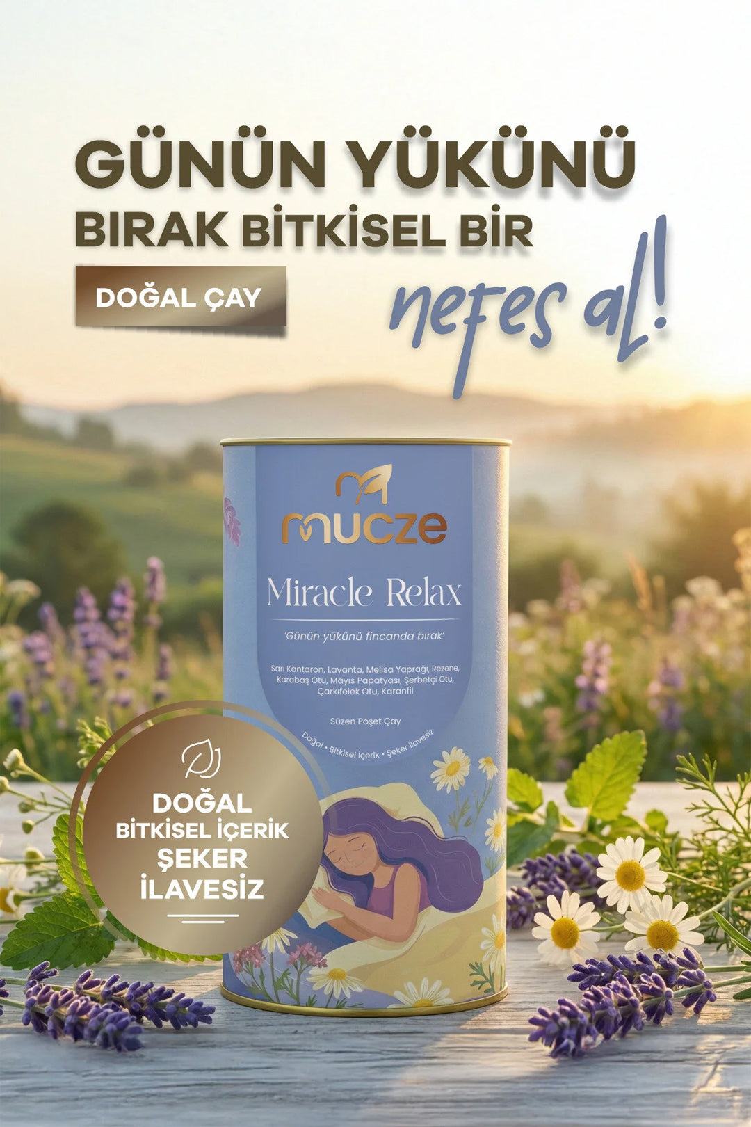 Bitkisel Gece Rahatlama Çayı – Melisa, Papatya & Lavanta