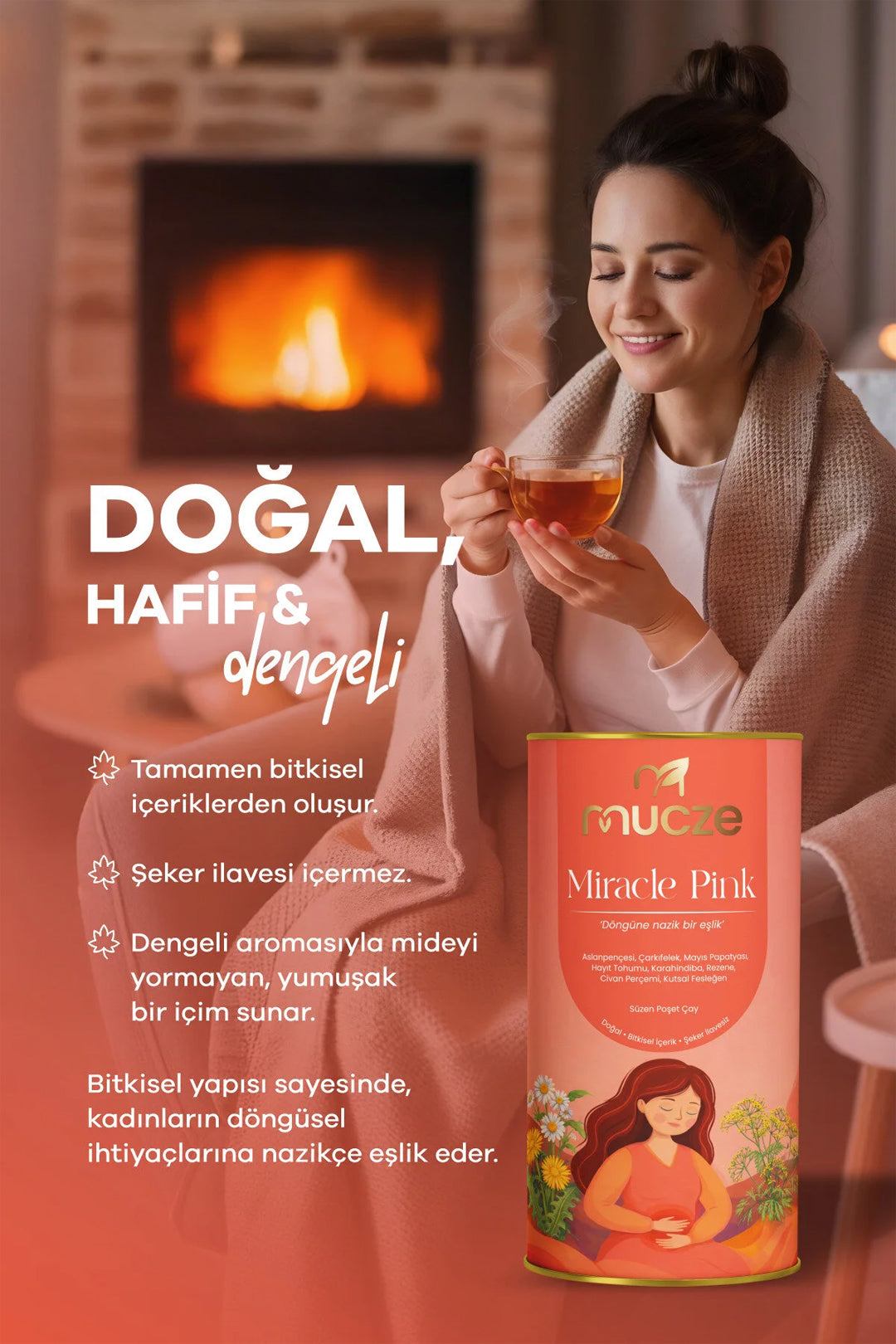 Bitkisel Kadın Döngüsü Çayı – Şişkinlik ve Konfor İçin Aslanpençesi & Rezene